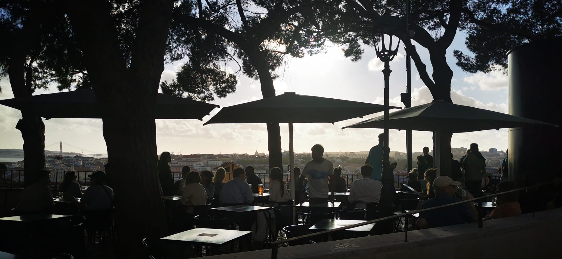 A café next to a church in the old town